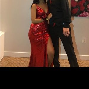 Kerri Red Long Sequin Dress